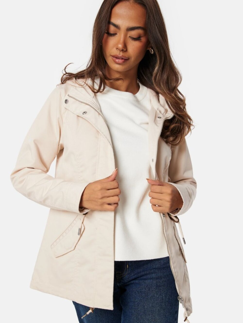 ONLY LORCA CANVAS PARKA in cream beige